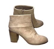 Women's BCBG Tan Block Heel Nubuck Booties Boots Shoes Size 8 ~