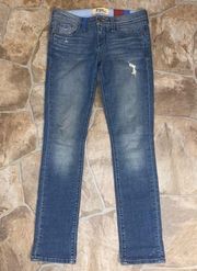 Holding Horses Paint Splatter Design Distressed Skinny Jeans, Size 26 Petite