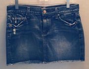 7 for all Mankind DENIM Mini SKIRT Rhinestones SM