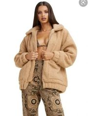 I AM GIA Tan Pixie Teddy Oversized Jacket Sherpa Coat Tan Women's Size XS