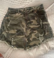 CARMAR Camo Denim Zip Up Skirt 