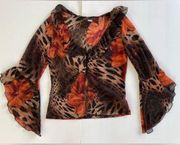 Vintage Floral and Animal Print Blouse