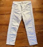 EUC Zadig & Voltaire Stud Jeans‎ Women 26 White Elios Spikes Boyfriend Crop