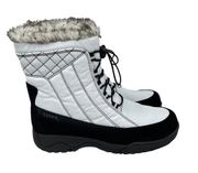 Totes Elle white faux fur lined lace up zip winter ankle boots size 6