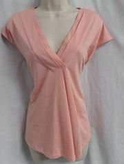 "DANTELLE" ANTIQUE ROSE V PLEATED NECK CAP SLEEVES TOP BLOUSE TEE SIZE:  PM NWT