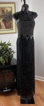 Windsor Maxi Dress Black Bedazzled Open Back Slit Prom Party Sexy Build In Bra