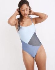 NWT Madewell x Solid & Striped® Patchwork Denim Gabby One-Piece Swimsuit Size M