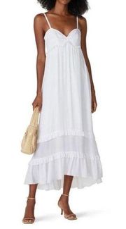 Nicole Miller White Silky Crepe Picot Midi Dress Size 14 US $245