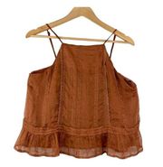 J.O.A. Rust Orange Spaghetti Strap Boxy Cropped Layered Tank Blouse Size Medium