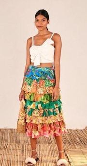 NWT Farm Rio Mixed Prints Multi-Layered Midi Skirt