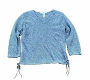 Women's GEOFFREY BEENE SPORT Blue Knit Sweater 100% Cotton Size S