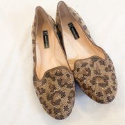 INC rhinestone leopard glam smoking flats