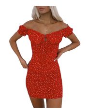 Princess Polly Gracie Red Floral Mini Dress Size:6