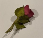 Handmade Brooch Pin Handcrafted Delicate Red Rose Stem