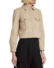 Ba&sh Flint Pocket Jacket Cropped Shacket Sable Minimalist Spring Button Size S