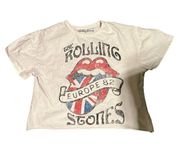 Rolling Stones Europe 82 cropped cream t shirt size xs