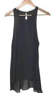 Lush Sleeveless Sheer Black Sleeveless Tunic Open Back Small/Medium