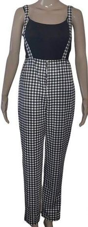 Rainbow gingham check pinafore jumpsuit