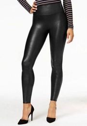 SPANX Black Faux Leather Leggings Size Large