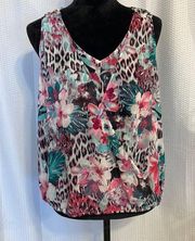 Jennifer Lopez floral print sheer tank top size medium