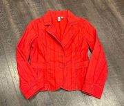 Caslon  embroidered cotton twill blazer in coral red