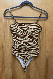 Brown Zebra Print Bodysuit