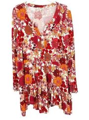 Jane And Delancey Womens Boho Retro Vibrant Floral Tiered Ruffle Dress Size S