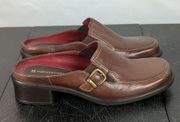 Naturalizer Brown Leather Slip-on Square Toe Heeled Mules - Women's Size 6.5