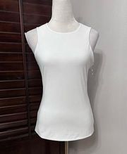 Halogen Womens Tank Top White Sleeveless Keyhole Button Stretch Blouse S New