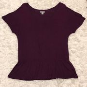 Old Navy Cold Shoulder Peplum Hem Top Purple Small