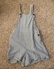 Striped Short Overalls