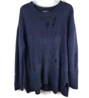 𝅺Olivaceous Vici Collection Sweater Womens Soft Black Distressed