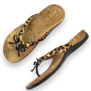 Vionic Cassie Rest Flip Flop Leopard Thong Orthotic Sandal W Bow Women’s Size 8