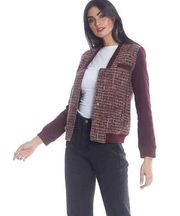 MEMBERS ONLY Women's Tweed Varsity Burgundy Hooded Jacket