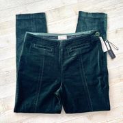 New Anthropologie The Essential Velvet Slim Trousers | Holly Green Size 6