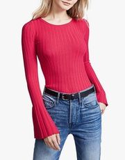 Bailey 44 Cossack Bell Sleeve Ribbed Red Sweater Top SMALL