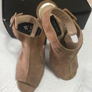 WHBM Suede Peep Toe Shootie Size 8