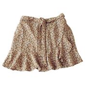 Alter'd State brown and white floral mini skirt size small