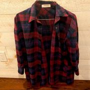 IMPRESSIONS Women’s Red & Navy Plaid Flannel Button Down Shirt Size M/L