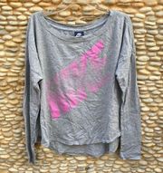 Nike  Gray & Pink Logo Graphic Long Sleeve Tee. Size Small. EUC!