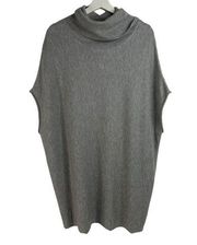 Joan Vass Studio Size M Tunic Sweater Cashmere Blend Cowl Neck Sleeveless Gray