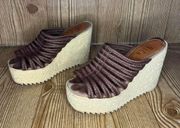 Vintage 90s Y2k 9 & Co. brown platform chunky textured braided wedge sandals 6