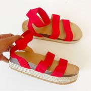 Forever 21  | Red Strappy Flatform Sandals Sz 7.5