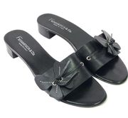 FIERAMOSCA & CO Womens Size 8 M Slides Sandals Black Leather Shoes Made in ITALY