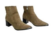 Kenneth Cole Brown Suede Leather Pointed Toe Block Heel Ankle Booties