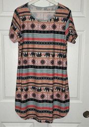 Bobbie Brooks Elephant Striped T-Shirt Dress * XL