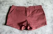 BEBOP Dusty Rose Flat Front Mid Rise Chino Casual Shorts Size Jr 11 36” x 2.5”