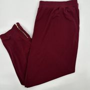Susan Graver Petite Red Liquid Knit Jogger Zipper Pants‎ A296290 Size 1XP