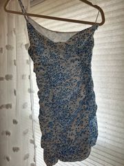 Blue Floral One Shoulder Mini Dress