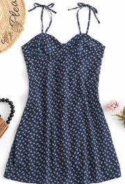 smocked back floral mini dress